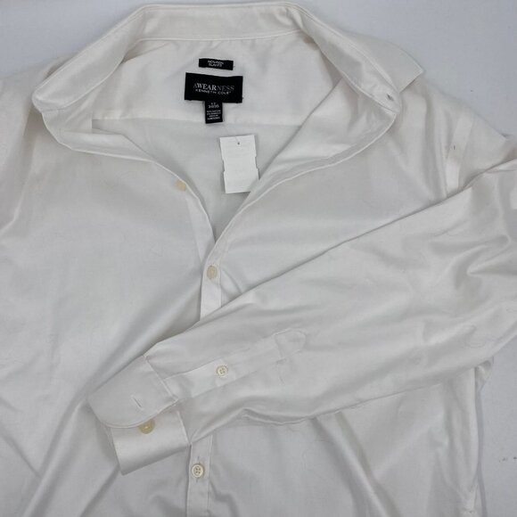 Kenneth Cole White Long Sleeve Button-Up Linen Dress Shirt | OS - Picture 4 of 4